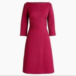 J Crew cranberry matelasse sheath dress 3/4 sleeves NWT